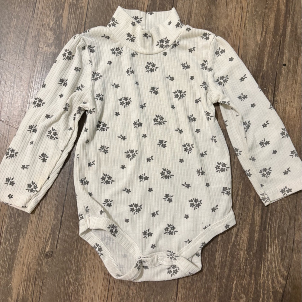 Rachel Zoe Cream and Black Floral Bodysuit